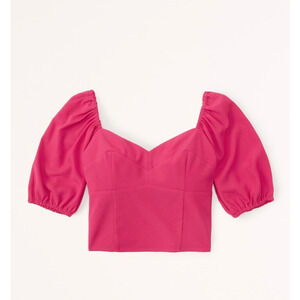 Abercrombie & Fitch Size Large Puff Sleeve Corset Sweetheart Top - Pink Smocked
